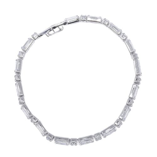 Pulsera con diamantes simulados de 18k chapado en oro blanco plateado para mujer