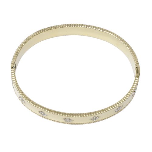 Pulsera rígida de trébol simulado de diamantes chapados en oro 18k para mujer