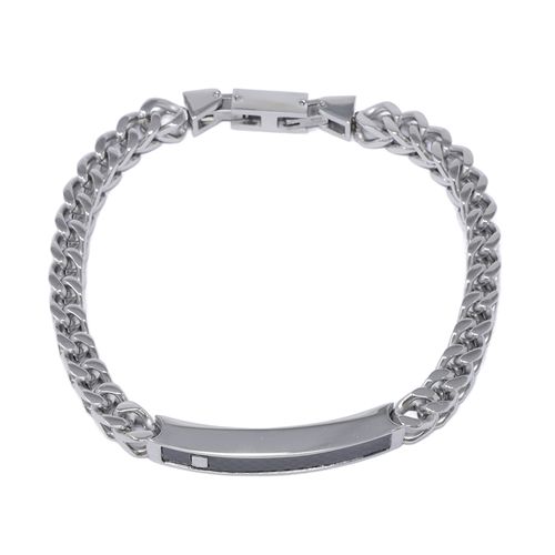 Pulsera de eslabones de acero inoxidable con fibra de carbono para hombre