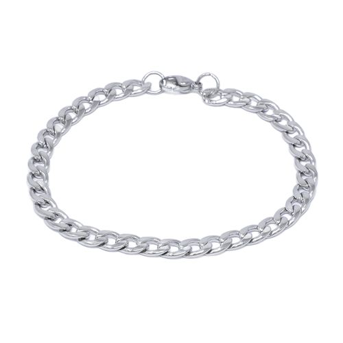 Pulsera de eslabones cubanos de acero inoxidable plateado para hombre
