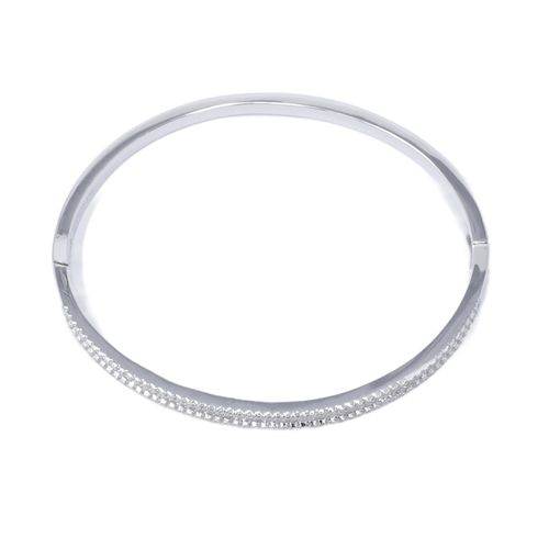 Pulsera rígida en plata sterling con detalles brillantes para mujer