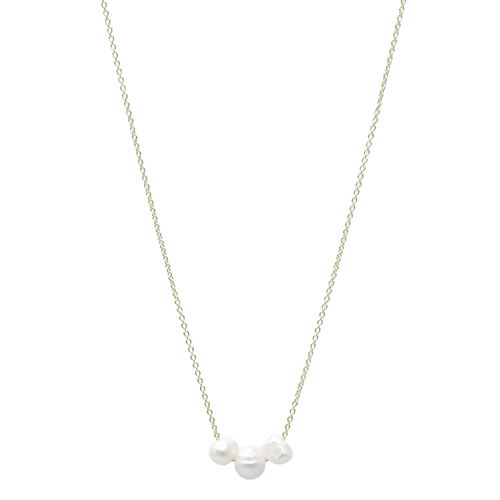 Collar con dije de plata dorado 2 mm-40.6 cm para mujer