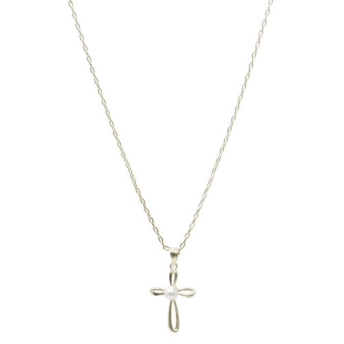 Collar de cruz de brass dorado 2 mm-40.6 cm para mujer
