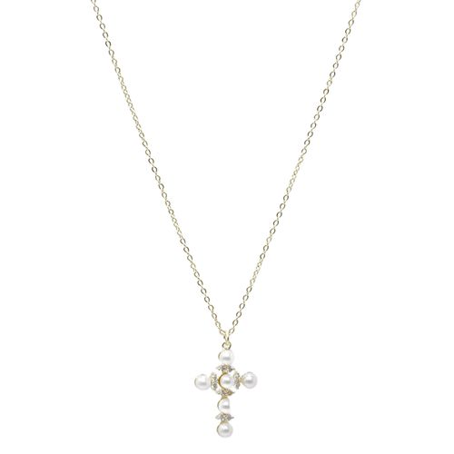 Collar de cruz de brass dorado 2 mm-40.6 cm para mujer