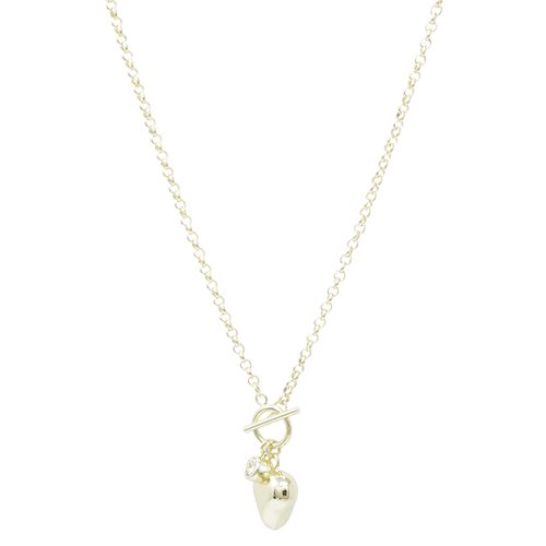 Collar con dije de corazón de brass dorado 45.7 cm para mujer