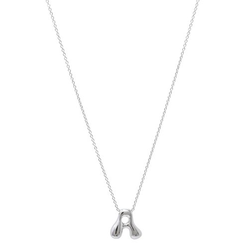 Collar de inicial de brass plateado 2 mm-40.6 cm para mujer