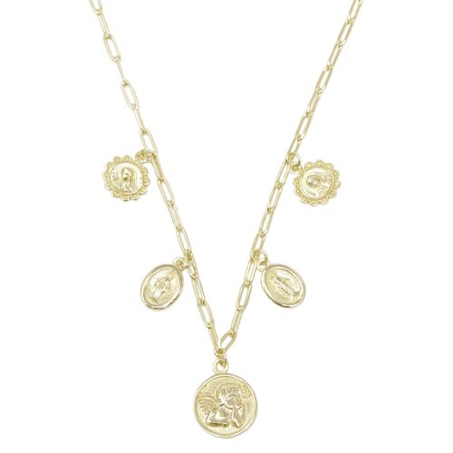 Collar religioso de plata en baño de oro 2mm-46 cm para mujer