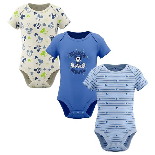 Set de 3 mamelucos multicolor Mickey Mouse para bebé niño