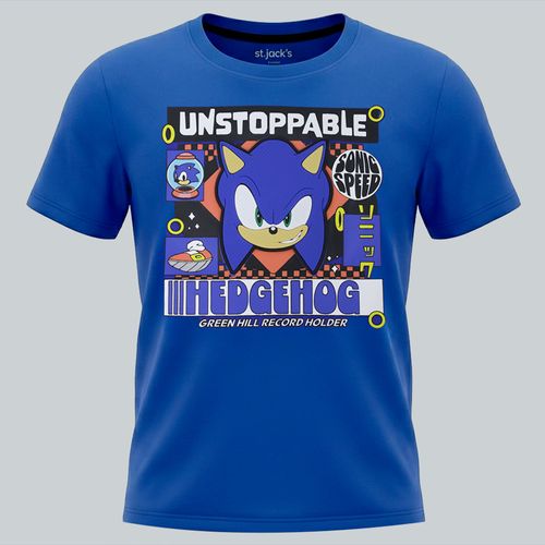 Camiseta azul con estampado de Sonic para niño