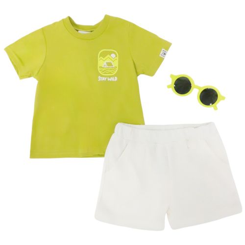 Conjunto verde de 2 piezas con camiseta estampada para bebé niño
