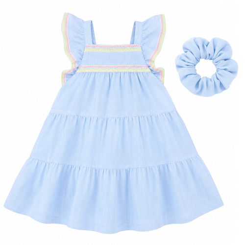 Vestido celeste tejido para niña