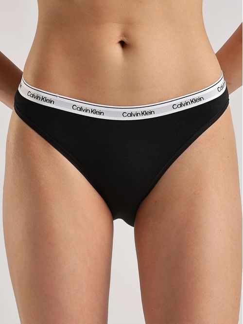 Bikini Calvin Klein negro sólido para mujer