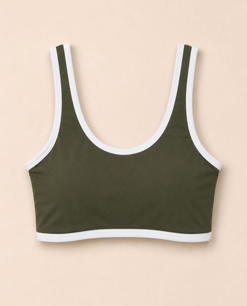 Top deportivo Teammate verde color blocking para mujer