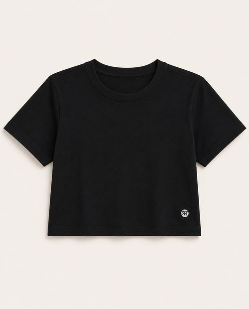 Camiseta Teammate crop negra sólida para mujer