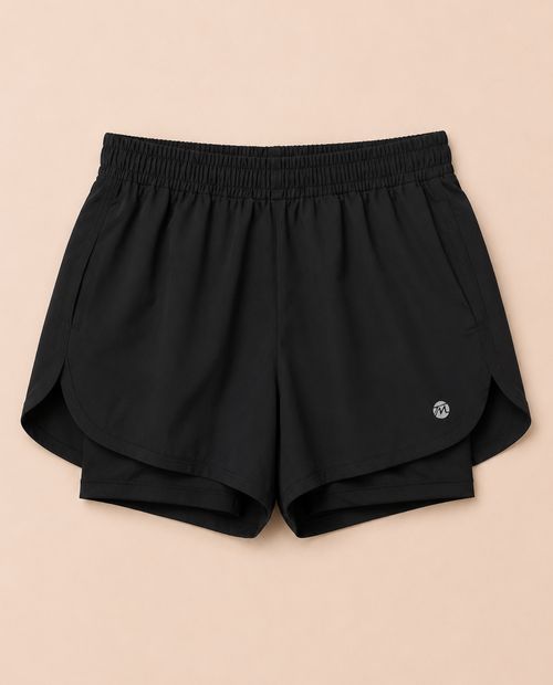 Short deportivo Teammate 2 en 1 negro sólido para mujer
