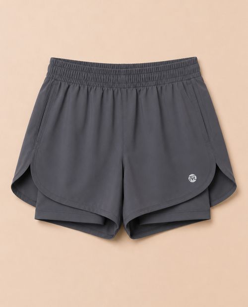 Short deportivo Teammate 2 en 1 gris sólido para mujer