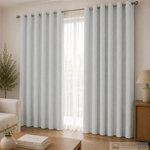 Cortina jacquard grommet gris 1 panel 137 x 229 cm