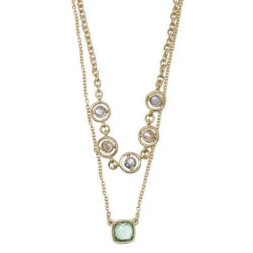Collar doble de acero con piedras semipreciosas para mujer