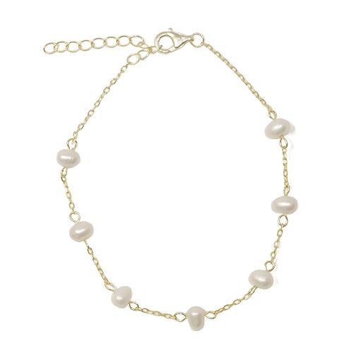 Pulsera de plata con baño de oro y perlas para mujer