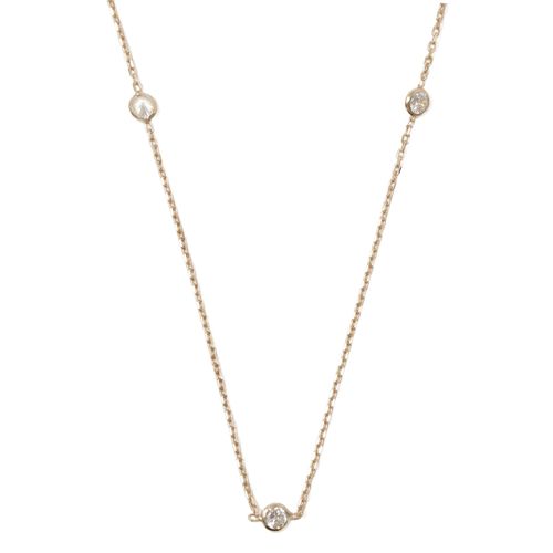 Cadena de plata dorada con zirconias minimalista para mujer