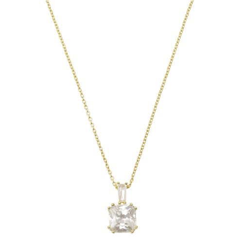 Cadena dorada con dije zirconia en baño de oro para mujer