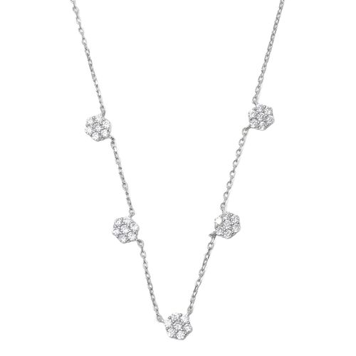 Collar de plata con flores de zirconia para mujer