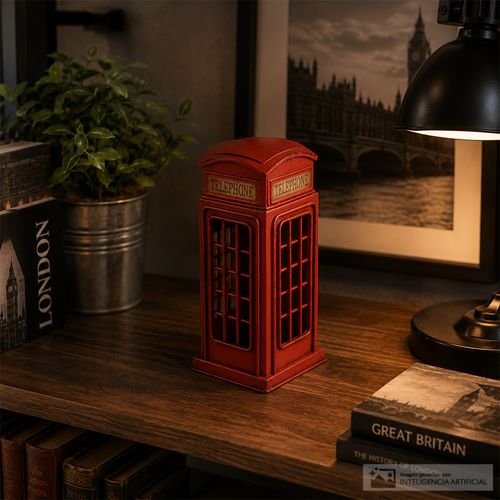 Figura decorativa de cabina telefónica clásica 6x6x15cm