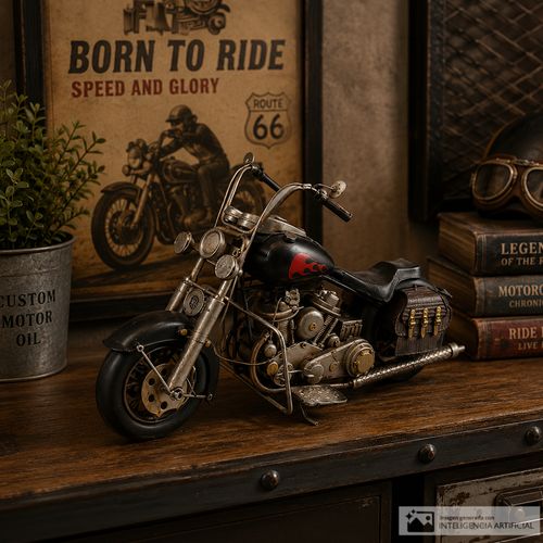 Figura decorativa de motocicleta clásica 41x16x22cm