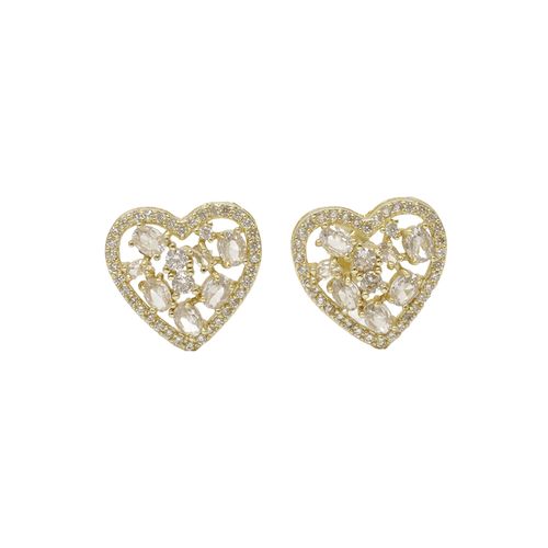 Aretes de corazón de enchape de oro para mujer