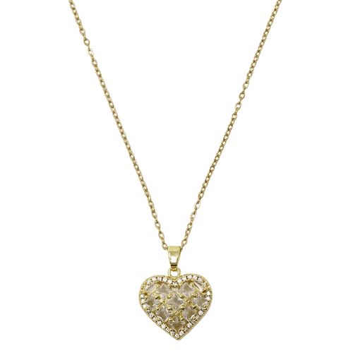 Collar de corazón de brass chapado en oro para mujer