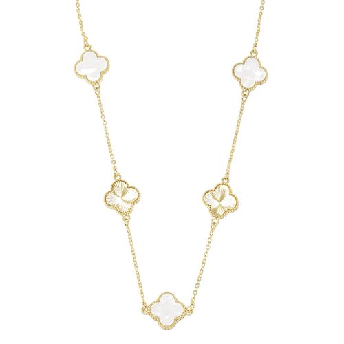 Collar de treboles de brass chapado en oro para mujer