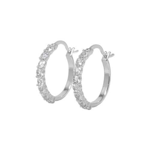 Argollas con zirconia de brass plateado para mujer