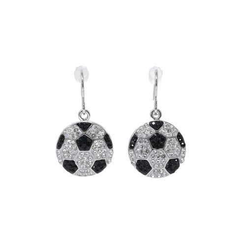 Aretes largos de pelota de brass plateado para mujer