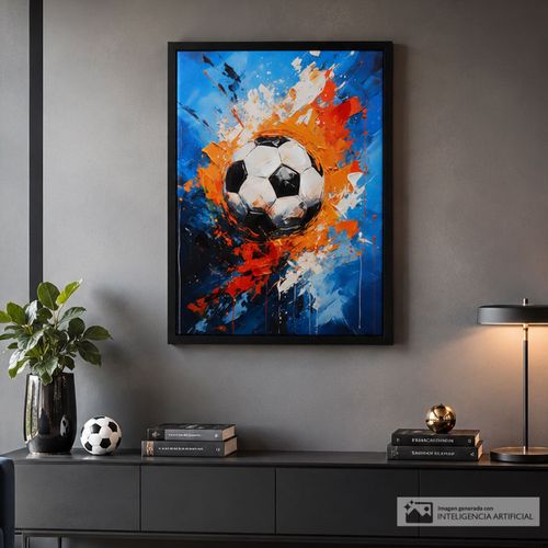 Cuadro decorativo de balón de fútbol 70 x50 x3.5 cm