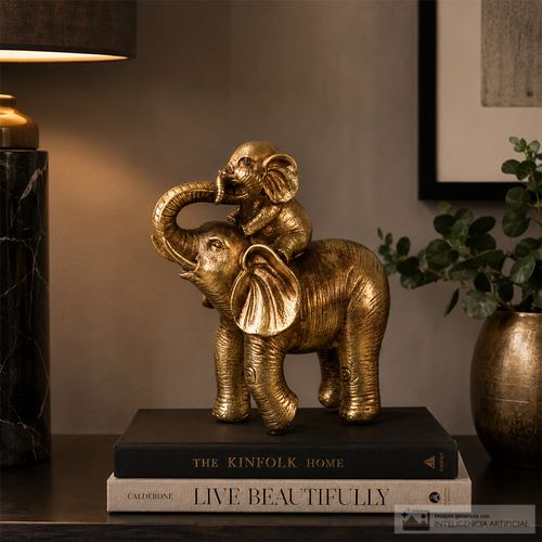 Figura decorativa de elefante dorado 18 x7 x15 cm