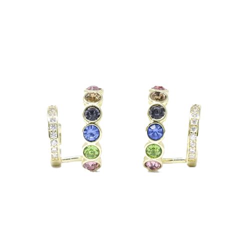 Argollas pequeñas con cristales multicolor y zirconias para mujer