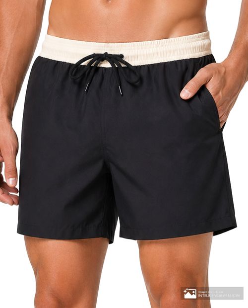 Short de baño Unexpected negro sólido para hombre