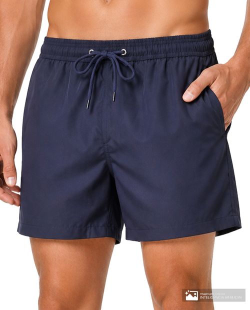 Short de baño Unexpected azul sólido para hombre