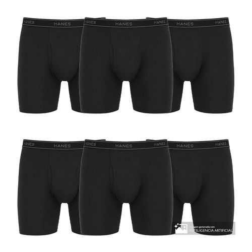 Pack de 6 bóxers brief Hanes negro sólido para hombre