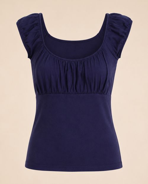 Blusa con fruncido navy para mujer