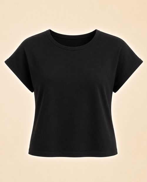 Blusa básica sólida negra para mujer