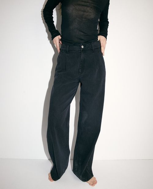 Jeans relax wide negro heather para mujer
