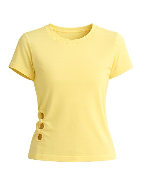 Blusa básica con detalle cut out amarilla para mujer