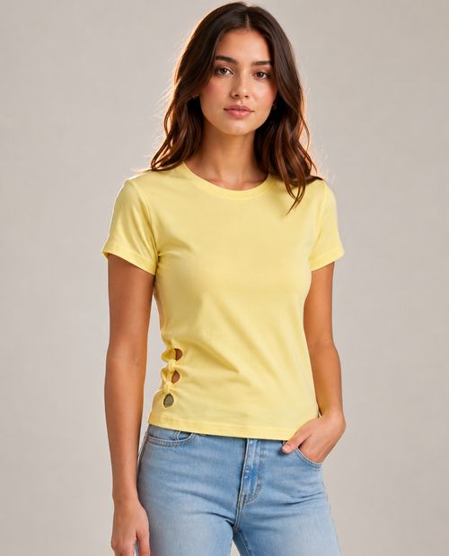 Blusa básica con detalle cut out amarilla para mujer
