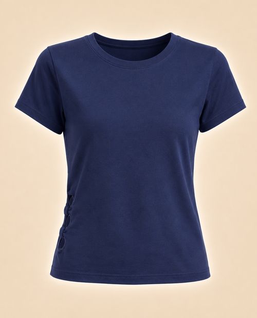 Blusa básica con detalle cut out azul para mujer
