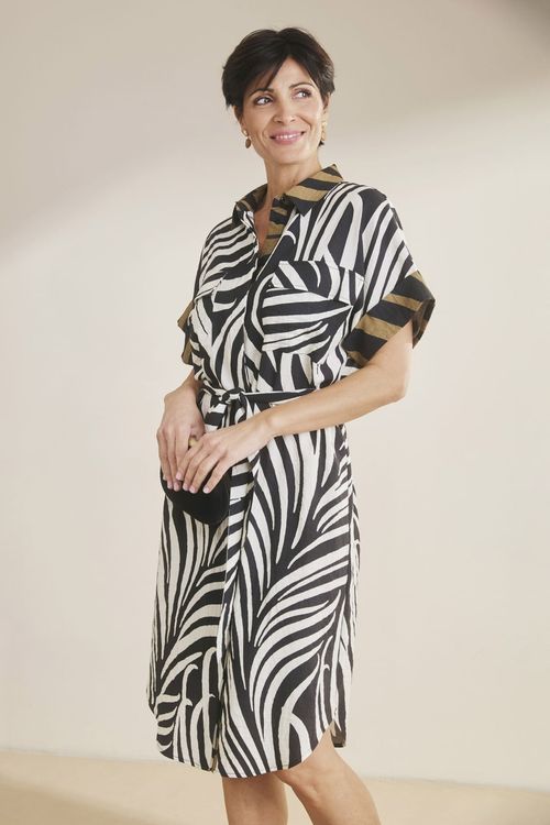 Vestido midi con estampado bicolor para mujer