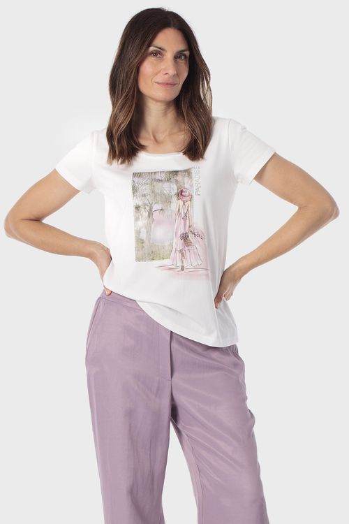 Camiseta blanca estampada para mujer