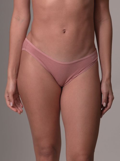 Bikini rosado sólido para mujer