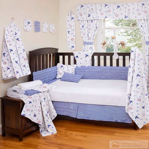 Set de 5 piezas de ropa de cuna estampado barcos para bebé