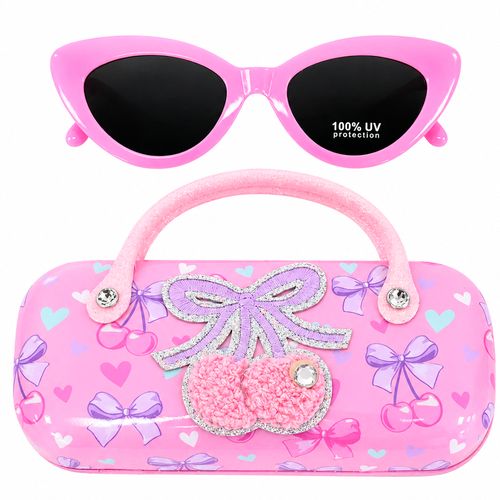 Lentes de sol con estuche rosado para niña
